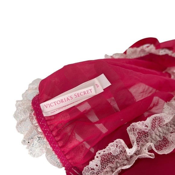 Victoria’s Secret Babydoll Lingerie Lace Chiffon Pink Size Small - Picture 6 of 6